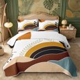 thumbnail image 1 of Castle Fairy Mid Century Layered Hill Twin Quilt Set 2 Pieces,Abstract Leaf Silhouette Twin Coverlet Set,Ochre Teal Brown,1 Bedspread and 1 Pillowcase, 1 of 7