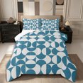 thumbnail image 1 of Castle Fairy Mid Century Split Circle Full Size Comforter Sets 3-Piece,Abstract Curved Bedding Comforter Set,Teal Offwhite,Reversible,1 Comforter and 2 Pillowcases, 1 of 6