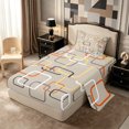 thumbnail image 1 of Castle Fairy Mid Century Square Frame Twin Sheets 3pcs,Retro Overlapping Geometric Bedding,Taupe Orange Yellow,1 Flat Sheet, 1 Fitted Sheet and 1 Pillowcase, 1 of 7