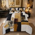 thumbnail image 1 of Castle Fairy Mid Century Textured Square Queen Comforter Set 3 Pieces,Abstract Graffiti Comforter Sets Queen,Gold Black Ivory,Reversible,1 Comforter and 2 Pillowcases, 1 of 6