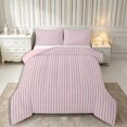 thumbnail image 1 of Castle Fairy Mid Century Thin Stripe Full Size Comforter Sets 3-Piece,Retro Vertical Pattern Bedding Comforter Set,Pink Gray,Reversible,1 Comforter and 2 Pillowcases, 1 of 6