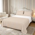 thumbnail image 1 of Castle Fairy Mid Century Thin Stripe Queen Sheets 4 Pieces,Retro Vertical Pattern Queen Sheet Sets,White Walnut Brown,1 Flat Sheet, 1 Fitted Sheet and 2 Pillowcases, 1 of 7