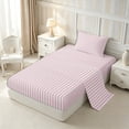 thumbnail image 1 of Castle Fairy Mid Century Thin Stripe Twin Sheets 3pcs,Retro Vertical Pattern Bedding,Pink Gray,1 Flat Sheet, 1 Fitted Sheet and 1 Pillowcase, 1 of 7