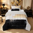 thumbnail image 1 of Castle Fairy Mid Century Watercolor Rectangle Twin Comforter Sets 2pcs,Minimalist Retro Aesthetics Bedding Set,Beige Black Gold,Reversible,1 Comforter and 1 Pillowcase, 1 of 6