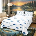 thumbnail image 1 of Castle Fairy Minimal Two-Tone Blue Fish King Sheets 4pcs,Small Scale Monochrome Aquatic Repeat Tile Bedding,Navy White,1 Fitted Sheet,1 Flat Sheet and 2 Pillowcases, 1 of 6