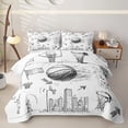 thumbnail image 1 of Castle Fairy Minimalism Basketball Quilt King,Sport Graffiti King Coverlet Set,Black White, 1 of 7