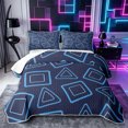 thumbnail image 1 of Castle Fairy Minimalism Outlined Shape Quilt King 3 Pieces,Abstract Triangle Border King Coverlet Set,Sky Blue Navy,1 Bedspread and 2 Pillowcases, 1 of 7