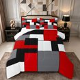 thumbnail image 1 of Castle Fairy Minimalism Solid Rectangle Queen Comforter Set 3 Pieces,Mid Century Mosaic Block Comforter Sets Queen,Red Gray Black,Reversible,1 Comforter and 2 Pillowcases, 1 of 6