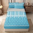 thumbnail image 1 of Castle Fairy Minimalism Vertical Band Zipper Twin Comforter Sets with Fitted Sheet and 2 Pillowcases,Retro Lace Edge Zipper Bedding Set,Sky Cyan White,Reversible, 1 of 7