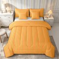 thumbnail image 1 of Castle Fairy Minimalism Vertical Strip 7-Piece Twin Bedding,Abstract Linear Pattern Bedding Comforter Set,Mustard Yellow Rust Red,Reversible, 1 of 7