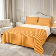 thumbnail image 1 of Castle Fairy Minimalism Vertical Strip Queen Sheets 4 Pieces,Abstract Linear Pattern Queen Sheet Sets,Mustard Yellow Rust Red,1 Flat Sheet, 1 Fitted Sheet and 2 Pillowcases, 1 of 7