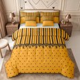 thumbnail image 1 of Castle Fairy Minimalism Vertical Stripe 7-Piece Twin Bedding,Retro Lace Border Bedding Comforter Set,Amber Orange Black,Reversible, 1 of 7