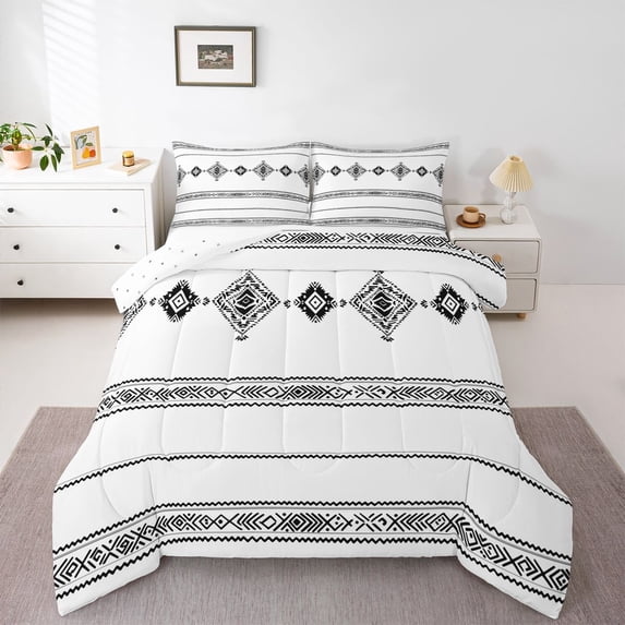 Castle Fairy Minimalist Aztec Full Size Comforter Sets,Bohemian Tribal Bedding Sets