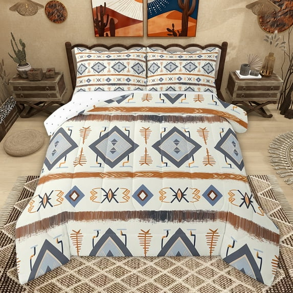 Castle Fairy Minimalist Aztec Queen Comforter Set,Boho Vintage Bedding Comforter Set