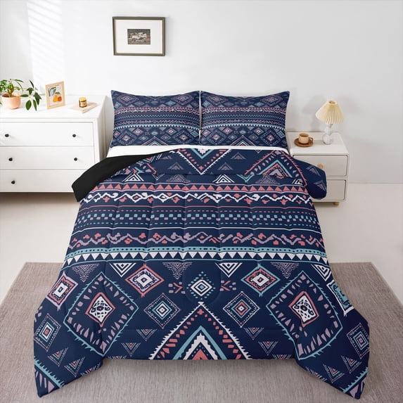 Castle Fairy Minimalist Aztec Twin Comforter Sets,Bohemian Tribal Geometric Bedding Set