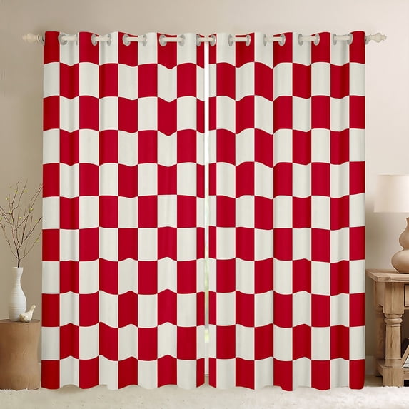 Castle Fairy Minimalist Buffalo Curtains Pack of 2 (42x84 Each) for Female Men Adults,Geometric Plaid Grid Curtains Blackout,Mid Century Bedroom Curtains,Super Cozy Room Decor