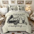 thumbnail image 1 of Castle Fairy Minimalist Camping Quote Bedding Comforter Set 7 Pieces for Adults, Camper Pine Tree Full Bedding Set for Bedroom, Light Khaki,Grey Reversible, 1 of 7