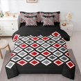 thumbnail image 1 of Castle Fairy Minimalist Checkered Twin Bedding Sets,Black Red Grey Bedding Comforter Set, 1 of 8