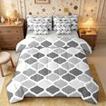 thumbnail image 1 of Castle Fairy Minimalist Geometric Quatrefoil Queen Bedding 7pcs,Geometric Grid Motif Bedding Comforter Set Queen,Black Gray White,Reversible, 1 of 7