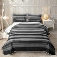 thumbnail image 1 of Castle Fairy Minimalist Horizontal Stripe Quilt Full 3-Piece,Abstract Thin Line Full Bedspread Sets,Black White Gray,1 Coverlet and 2 Pillowcases, 1 of 7