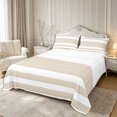 thumbnail image 1 of Castle Fairy Minimalist Linear Band King Sheets 4pcs,Retro Striped Layout Bedding,Tan Beige White,1 Flat Sheet, 1 Fitted Sheet and 2 Pillowcases, 1 of 7