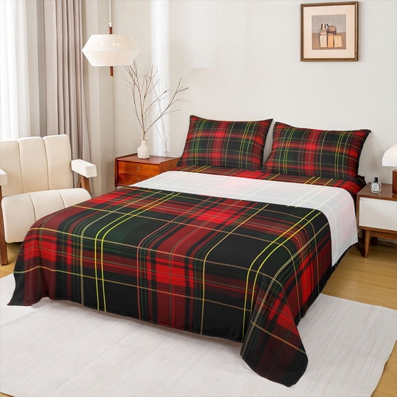 Castle Fairy Minimalist Plaid Stripes Full Size Sheets,Vintage Aesthetic Bed Sheets