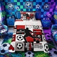 thumbnail image 1 of Castle Fairy Minimalist Soccer Collage Twin Sheets 3pcs, Sports Theme Bedding, Red Black White,1 Fitted Sheet, 1 Flat Sheet and 1 Pillowcase, 1 of 6