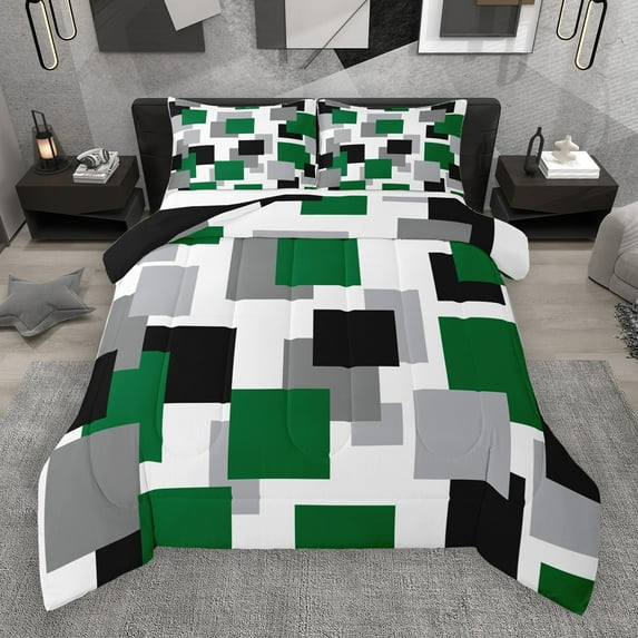 Castle Fairy Minimalist Sqare 2Pcs Bedding Comforter Set for Women Men,Geometric Rectangle Twin Comforter Sets,Abstract Minimalist Breathable Bedding Set,Breathable Home Decor