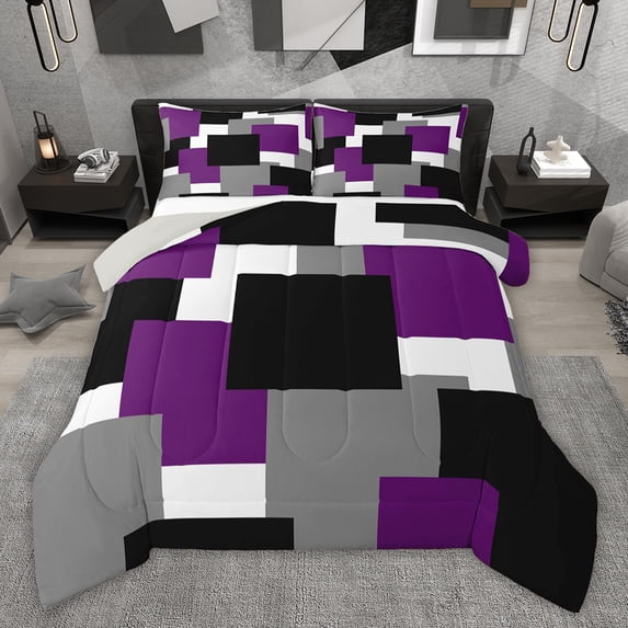Castle Fairy Minimalist Square Queen Comforter Set,Vintage Geometric Bedding Comforter Set