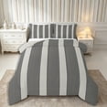 thumbnail image 1 of Castle Fairy Minimalist Thin Vertical Stripe Queen Comforter Set 3 Pieces,Geometric Wide Band Comforter Sets Queen,Black Greige,Reversible,1 Comforter and 2 Pillowcases, 1 of 6