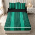 thumbnail image 1 of Castle Fairy Minimalist Thin Vertical Stripe Zipper Full Size Comforter Sets with Fitted Sheet and 2 Pillowcases,Geometric Wide Band Zipper Bedding Set,Emerald Black,Reversible, 1 of 5