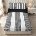 thumbnail image 1 of Castle Fairy Minimalist Thin Vertical Stripe Zipper Queen Comforter Set with Fitted Sheet and 2 Pillowcases,Geometric Wide Band Zipper Bedding Set,Black White,Reversible, 1 of 7