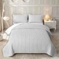 thumbnail image 1 of Castle Fairy Minimalist Vertical Line Quilt Full 3-Piece,Abstract Linear Texture Full Bedspread Sets,White Light Gray,1 Coverlet and 2 Pillowcases, 1 of 7
