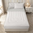 thumbnail image 1 of Castle Fairy Minimalist Vertical Line Zipper Twin Comforter Sets with Fitted Sheet and 2 Pillowcases,Abstract Linear Band Zipper Bedding Set,Off-White Light Taupe,Reversible, 1 of 5