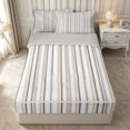 thumbnail image 1 of Castle Fairy Minimalist Vertical Stripe Zipper Twin Comforter Sets with Fitted Sheet and 2 Pillowcases,Geometric Thin Line Zipper Bedding Set,Beige Brown Gray,Reversible, 1 of 7