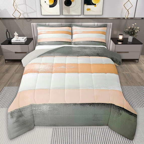 Castle Fairy Minimalist Vintage Stripes Queen Comforter Set,Lines Bedding Comforter Set