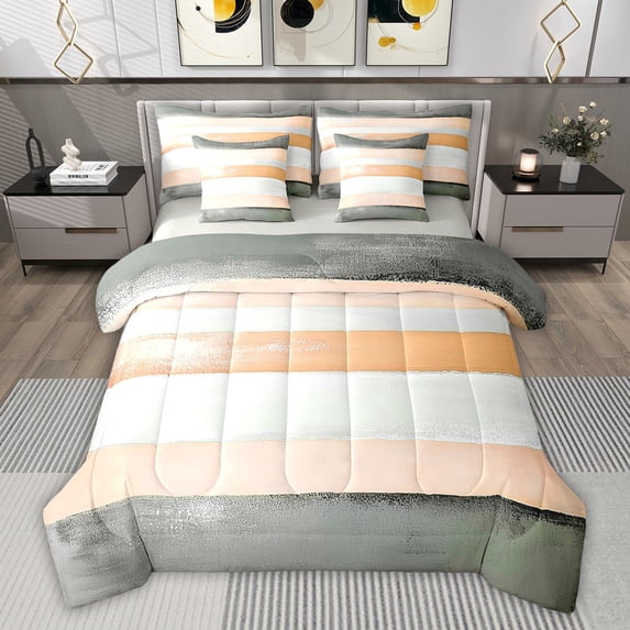 Castle Fairy Minimalist Vintage Stripes Twin Bedding Sets,Geometric Bedding Comforter Set