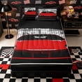 thumbnail image 1 of Castle Fairy Modern Sports Car Zipper Twin Comforter Sets with Fitted Sheet and 2 Pillowcases for Boys,Garage Entrance Art Zipper Bedding Set for Bedroom,Red Black,4-Piece,Black Reversible, 1 of 6