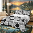 thumbnail image 1 of Castle Fairy Mono Camo Shark Tile Bed Sheets 4-Piece,Shark Silhouette Gray Blot Camo Seamless Print Full Size Sheets,Ash Black,1 Fitted Sheet,1 Flat Sheet and 2 Pillowcases, 1 of 6