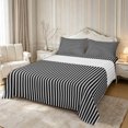 thumbnail image 1 of Castle Fairy Monochrome Linear Stripe King Sheets 4pcs,Mid Century Vertical Line Bedding,White Black,1 Flat Sheet, 1 Fitted Sheet and 2 Pillowcases, 1 of 7