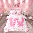 thumbnail image 1 of Castle Fairy Monogrammed Letter 7-Piece Twin Bedding Sets for Teens,Kawaii Bow Bedding Comforter Set,Dreamy Princess Breathable Sheet Sets,Lightweight Room Decor, 1 of 8