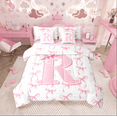 thumbnail image 1 of Castle Fairy Monogrammed Letter 7-Piece Twin Bedding Sets for Teens,Kawaii Bow Bedding Comforter Set,Dreamy Princess Breathable Sheet Sets,Lightweight Room Decor, 1 of 8