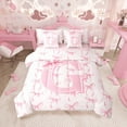 thumbnail image 1 of Castle Fairy Monogrammed Letter 7pcs Bedding Comforter Set for Kids,Bow Alphabet Queen Bedding Sets Super Cozy,Dreamy Princess Queen Sheet Sets,Super Cozy Room Decor, 1 of 8