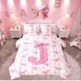 thumbnail image 1 of Castle Fairy Monogrammed Letter 7pcs Bedding Comforter Set for Teens,Kawaii Bow Queen Bedding Sets Super Cozy,Dreamy Princess Queen Sheet Sets,Lightweight Room Decor, 1 of 8