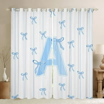 Castle Fairy Monogrammed Letter A Black Out Curtains for Teens Boys Girls,Kawaii Bow Curtains Pack Of 2 (42X63 Each),Geometric Stripes Bedroom Curtains,Super Cozy Room Decor