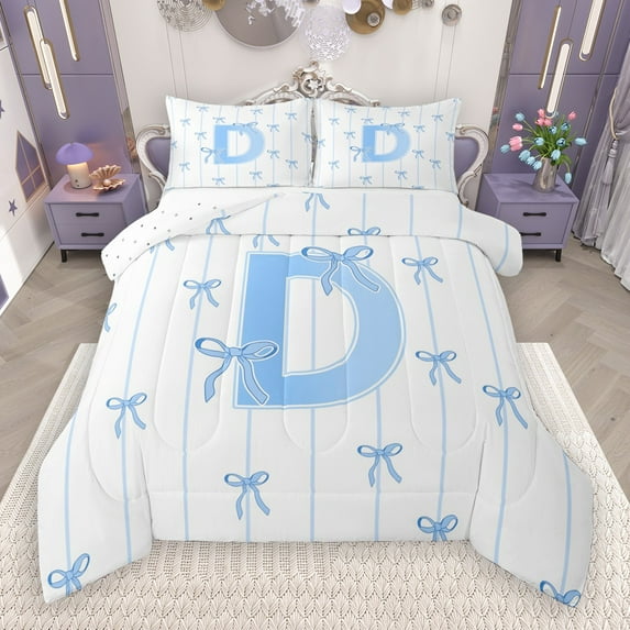 Castle Fairy 3-Piece Queen Initial D Bow Bedding Comforter Set