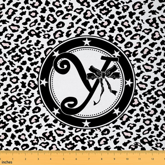 Castle Fairy Monogrammed Letter 5-Yard Girls’ Leopard Print Kawaii Bow Ultra Soft Sewing Fabric