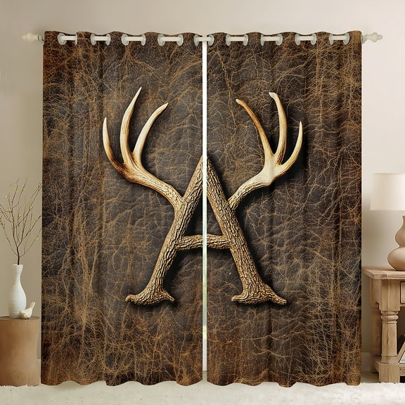 Castle Fairy Monogrammed Letter Initial A Black Out Curtains for Teens Women Men,Jungle Wildlife Deer Curtains Pack Of 2 (42X63 Each),Animal Print Bedroom Curtains,Breathable Home Decor