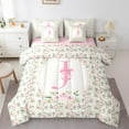 thumbnail image 1 of Castle Fairy Monogrammed Letter J 7-Piece Twin Bedding Sets for Teens Boys Girls,Kawaii Bow Bedding Comforter Set,Chic Flower Rose Breathable Sheet Sets,Super Cozy Room Decor, 1 of 8