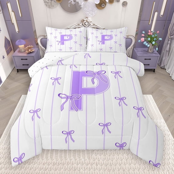Castle Fairy 2-Piece Twin Size Comforter Set, Initial P Monogram Print